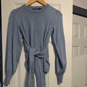 Lauren Ralph Lauren Light Blue Crewneck Tie-Waist Sweater